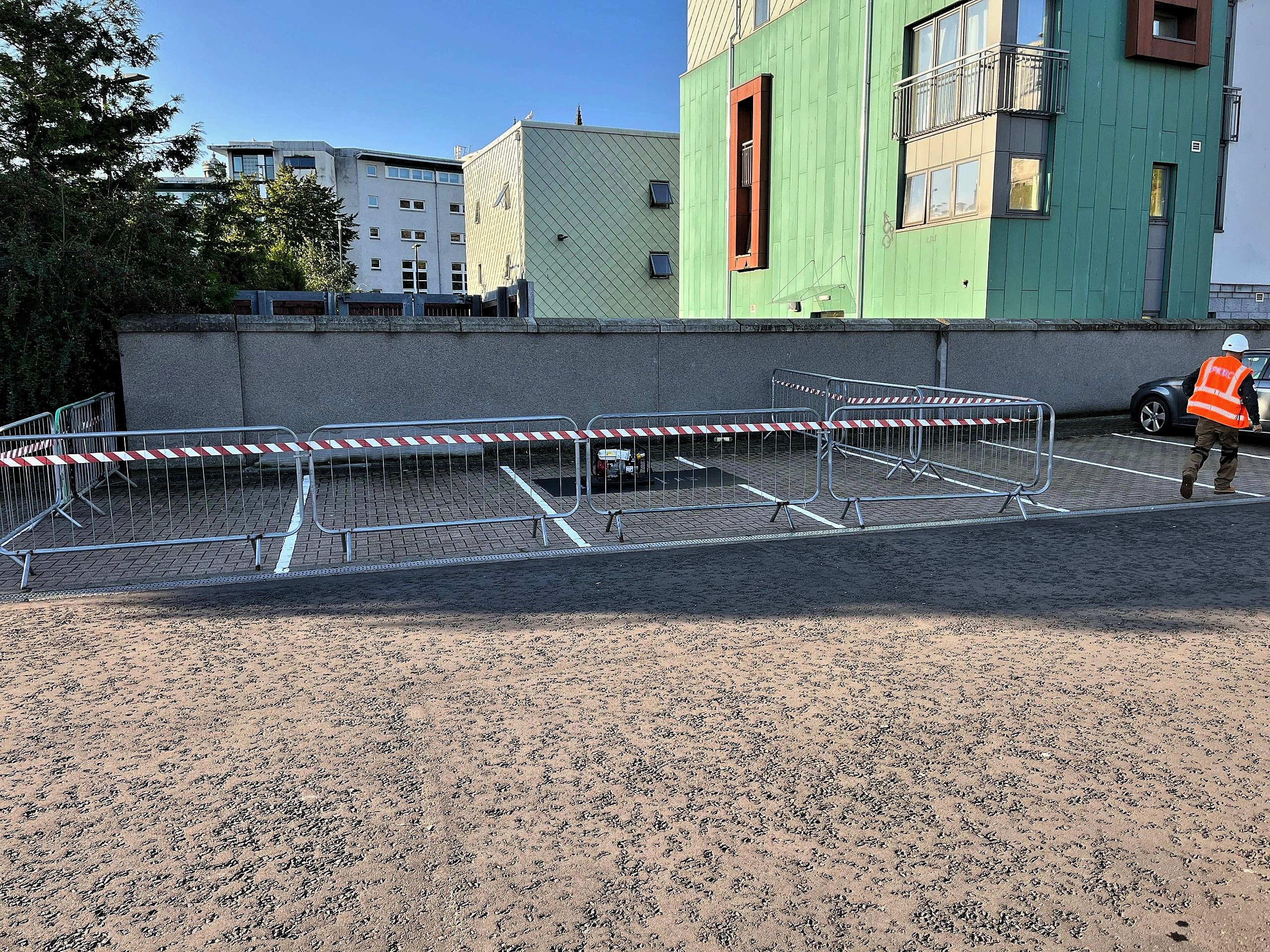 Barriered work area at the Morrison supermarket site in Aberdeen