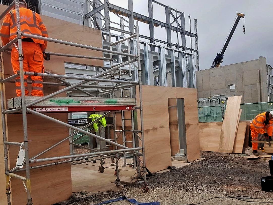 METSEC framing and sheathing under way on the new building